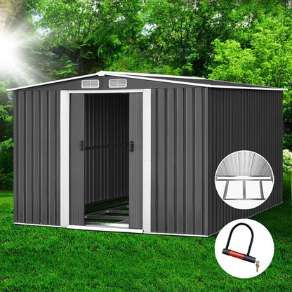2.58x3.14M Garden Shed w/Metal Base Shed - Grey