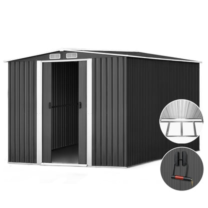 2.58x3.14M Garden Shed w/Metal Base Shed - Grey
