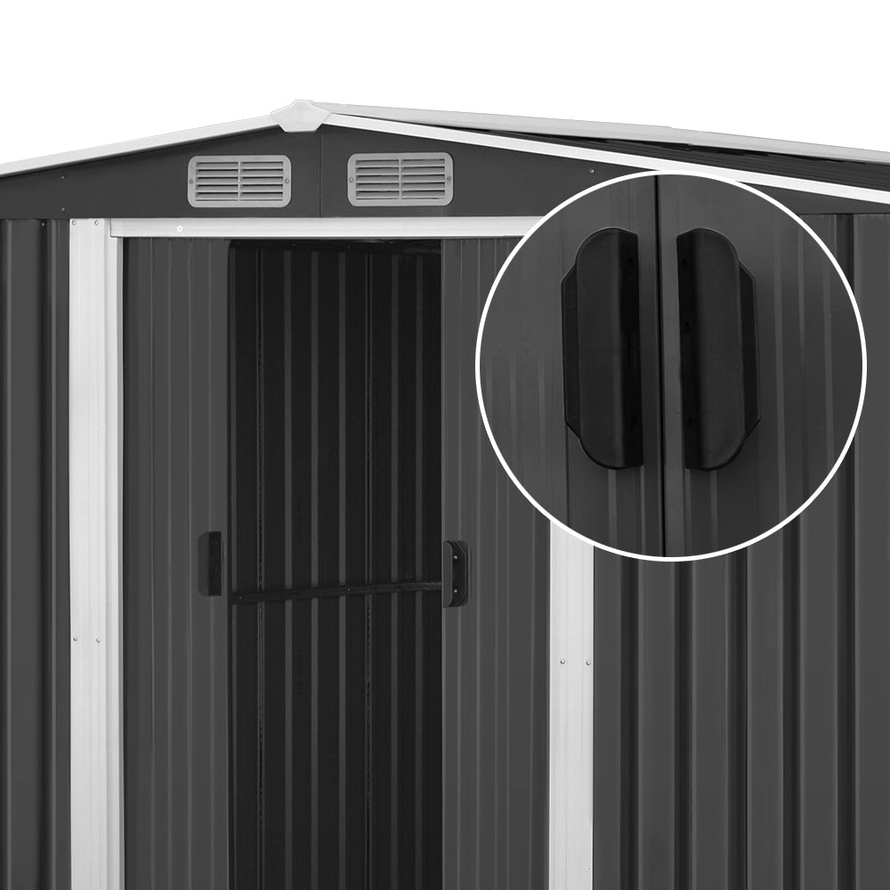 2.6x3.9M Garden Shed w/Metal Base Shed - Grey