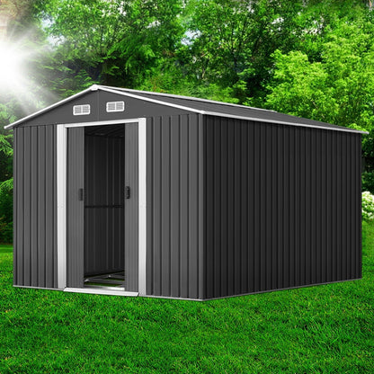 2.6x3.9M Garden Shed w/Metal Base Shed - Grey