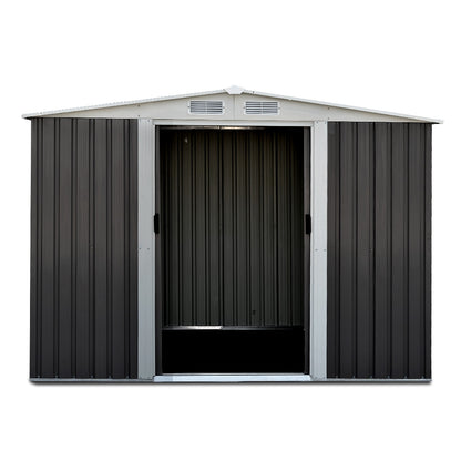 2.58x2.07M Garden Shed Metal Shelter Sliding Door - Grey