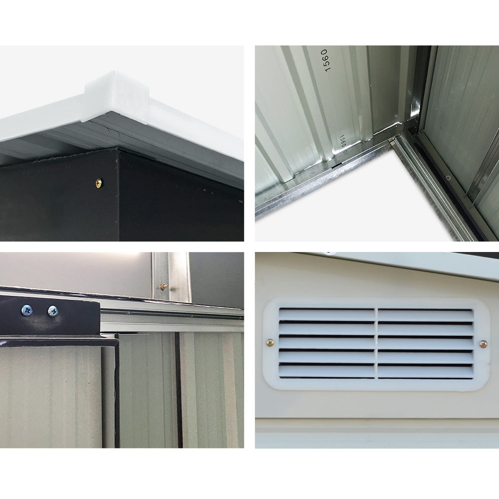 2.58x2.07M Garden Shed Metal Shelter Sliding Door - Grey