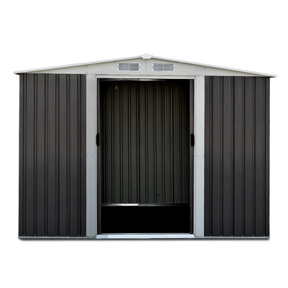 2.58x2.07M Garden Shed w/Metal Base Shed Double Door - Grey