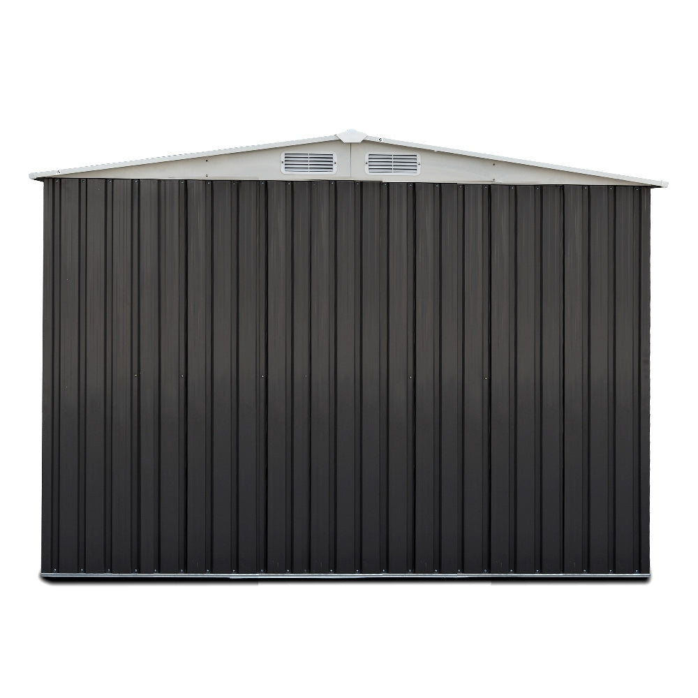 2.58x2.07M Garden Shed w/Metal Base Shed Double Door - Grey