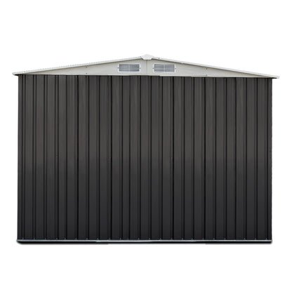 2.58x2.07M Garden Shed w/Metal Base Shed Double Door - Grey