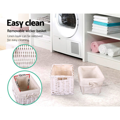 Set of 2 Claire Bedside Table 1 Drawer with Basket Rustic - White