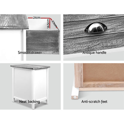 Set of 2 Sage Vintage Bedside Table Drawers Vintage - Grey