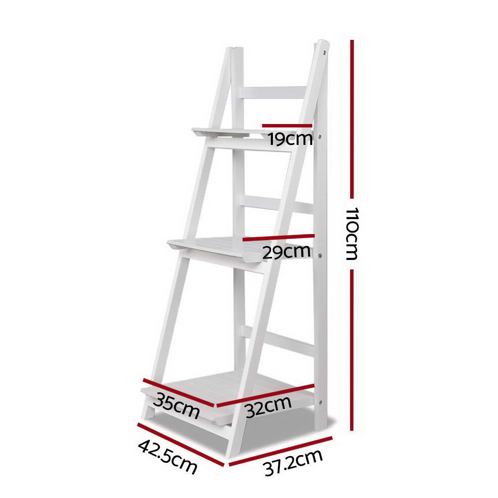 Zane Bookshelf Corner Shelf 3 Tiers - White