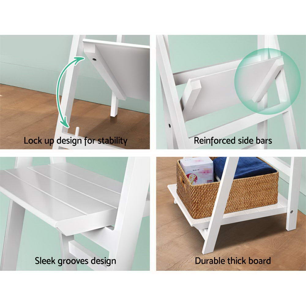 Zane Bookshelf Corner Shelf 3 Tiers - White