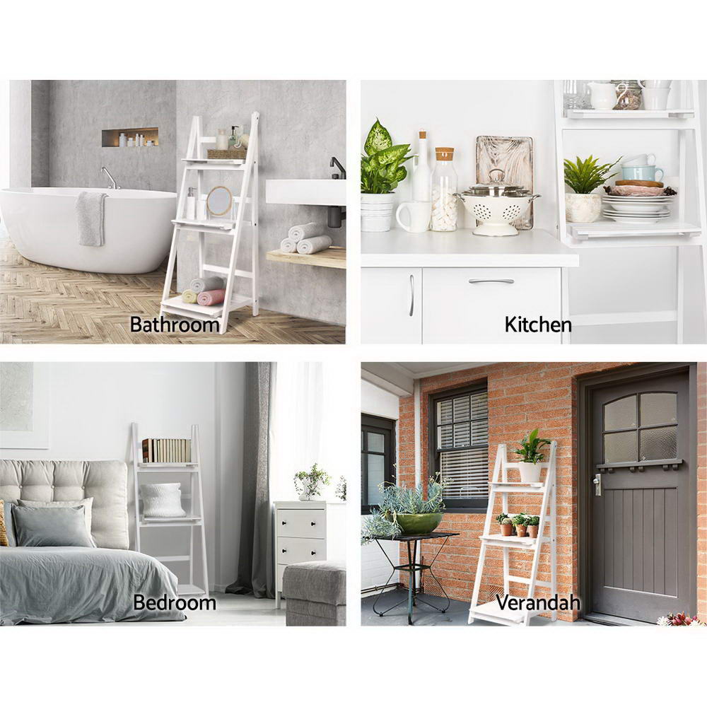 Zane Bookshelf Corner Shelf 3 Tiers - White