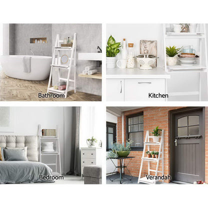 Zane Bookshelf Corner Shelf 3 Tiers - White