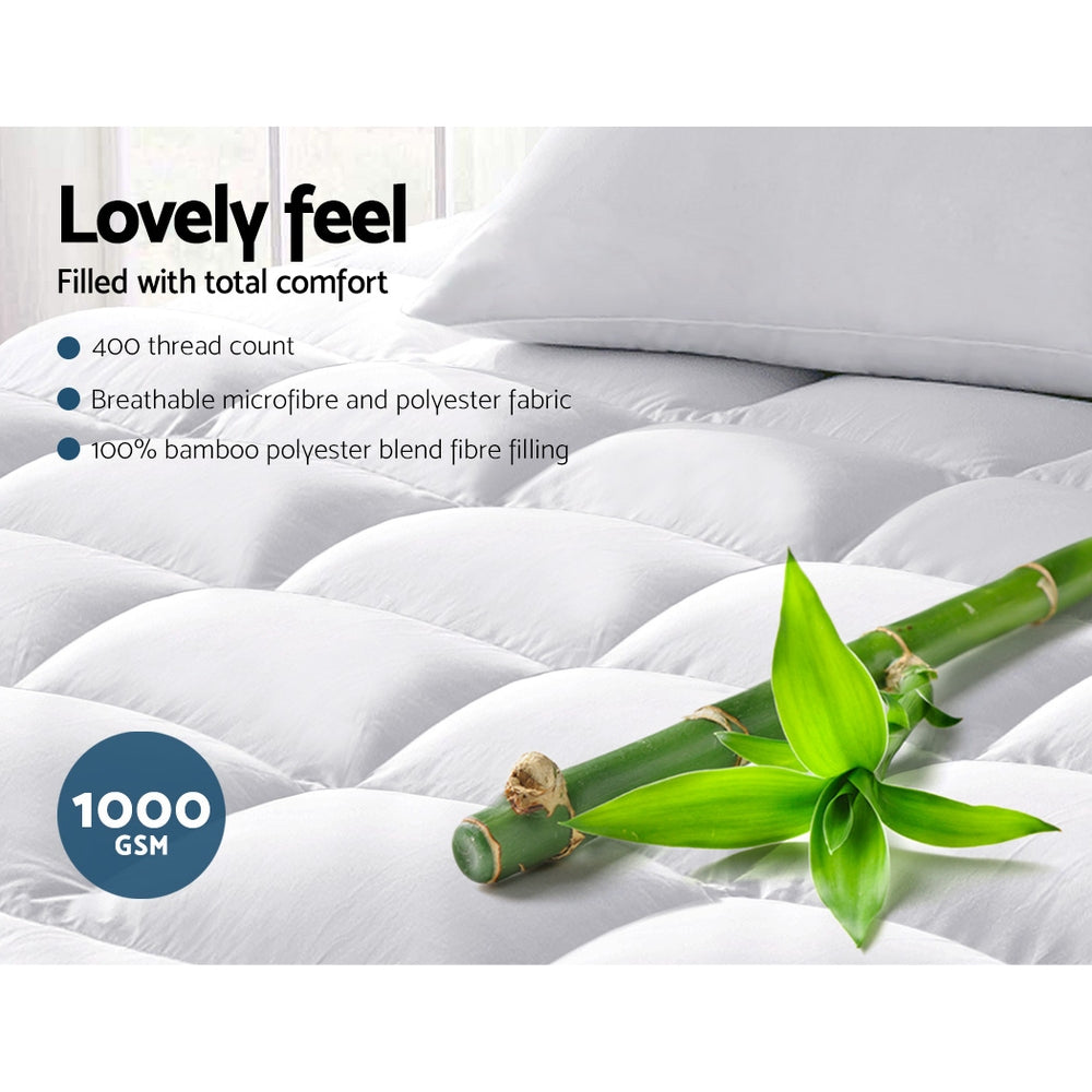 Bamboo Mattress Topper Pillowtop - Double