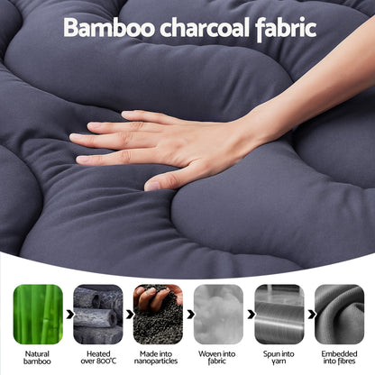 Pillowtop 5cm Mattress Topper Bamboo Charcoal - Single