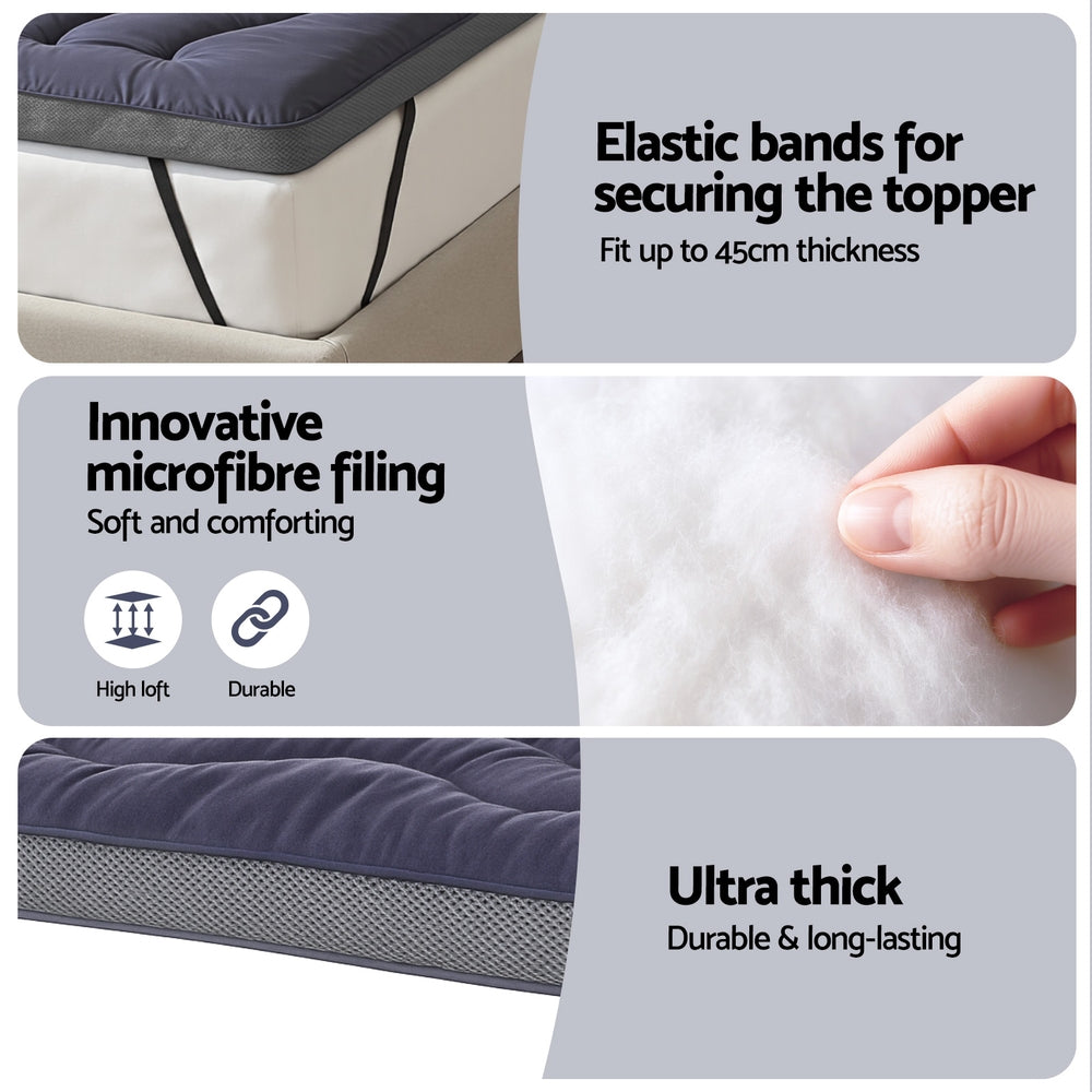 Pillowtop 5cm Mattress Topper Bamboo Charcoal - Single