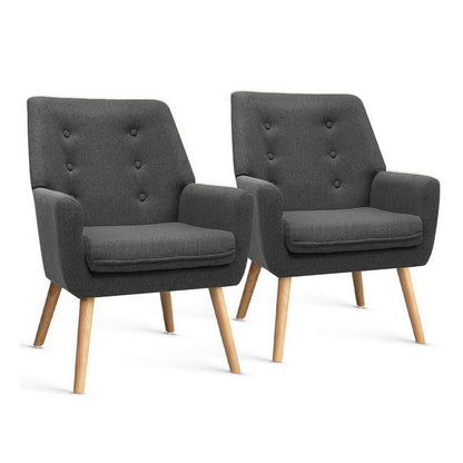 Set of 2 Anne Accent Armchairs - Charcoal