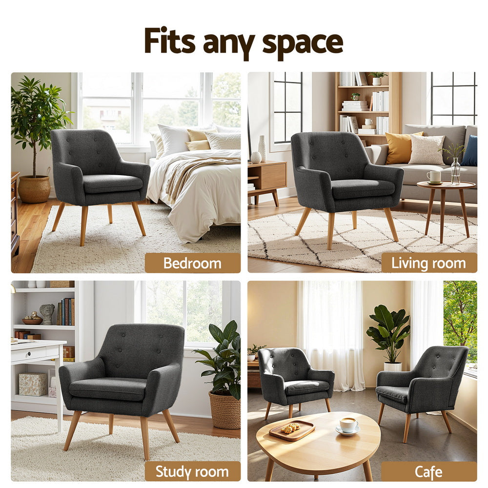 Set of 2 Anne Accent Armchairs - Charcoal