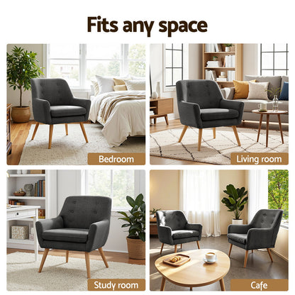 Set of 2 Anne Accent Armchairs - Charcoal