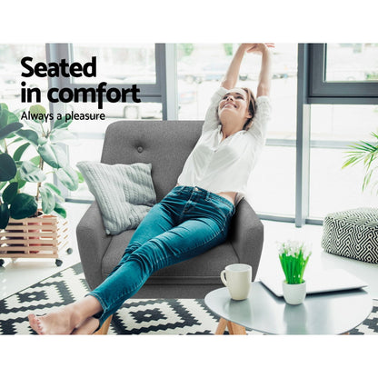 Anne Armchair Linen Fabric - Grey Charcoal