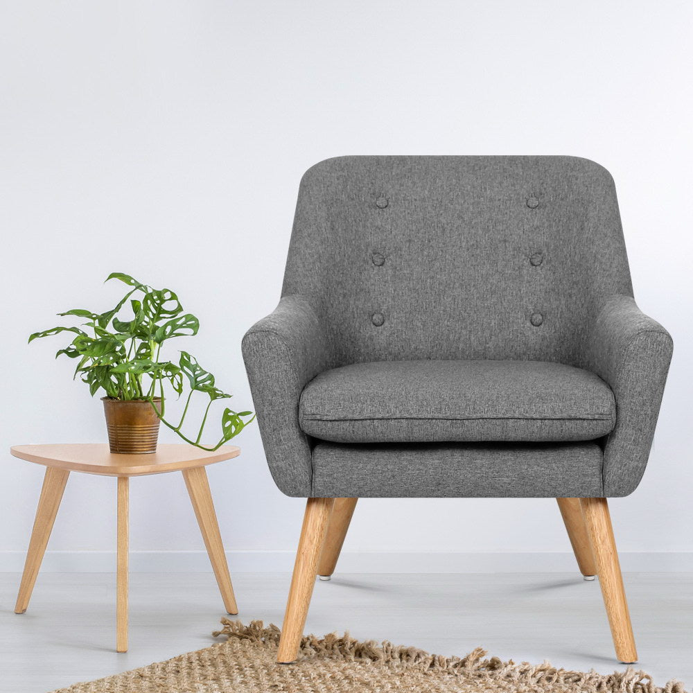 Anne Armchair Linen Fabric - Grey Charcoal