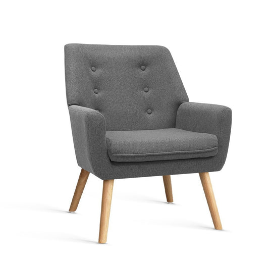 Anne Armchair Linen Fabric - Grey Charcoal