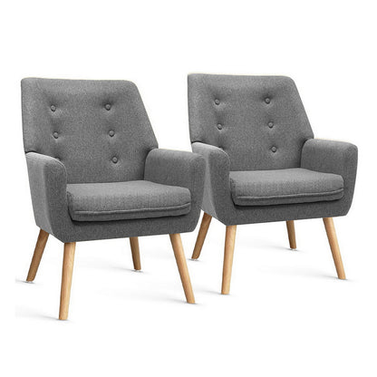 Set of 2 Anne Accent Armchairs - Grey