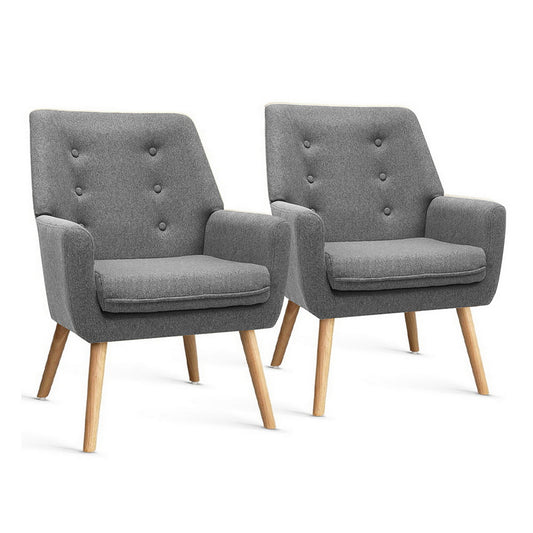 Set of 2 Anne Accent Armchairs - Grey
