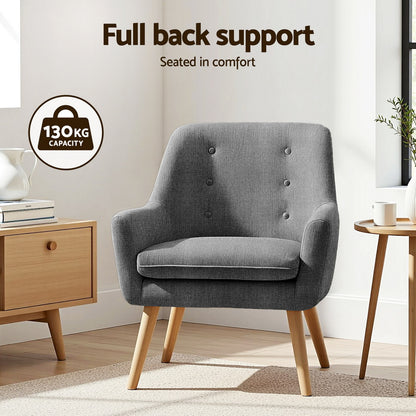 Set of 2 Anne Accent Armchairs - Grey