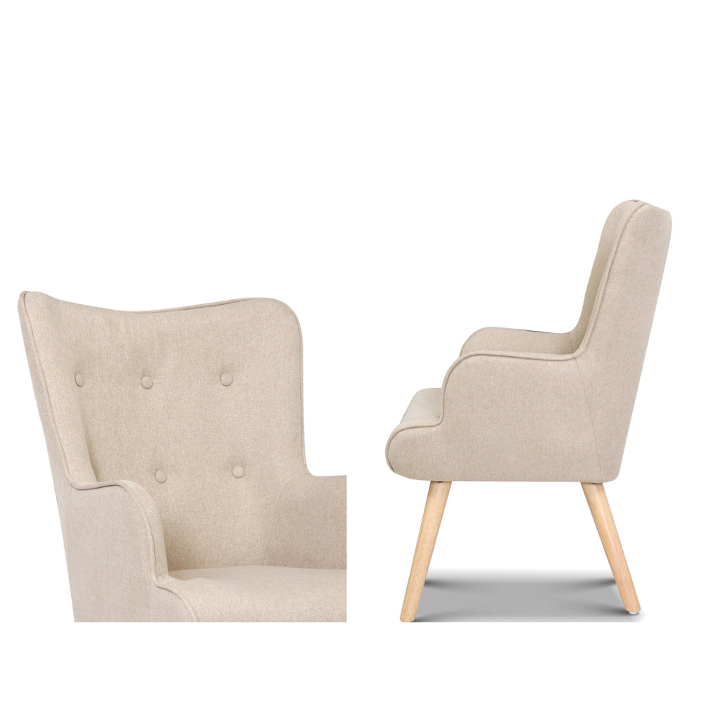 Lansar Armchair Set with Ottoman - Beige