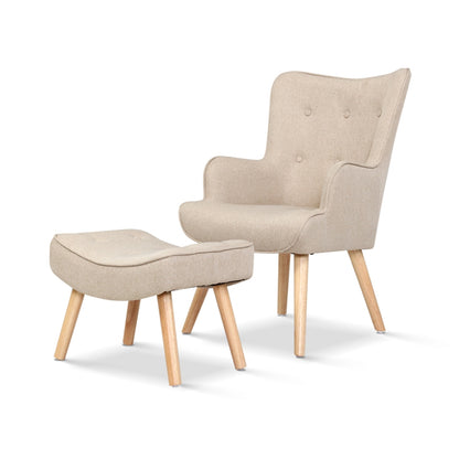 Lansar Armchair Set with Ottoman - Beige