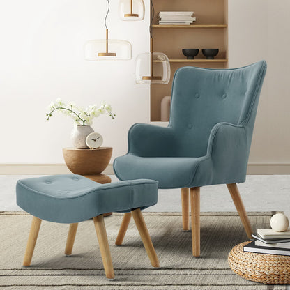 Lansar Armchair Set with Ottoman - Blue