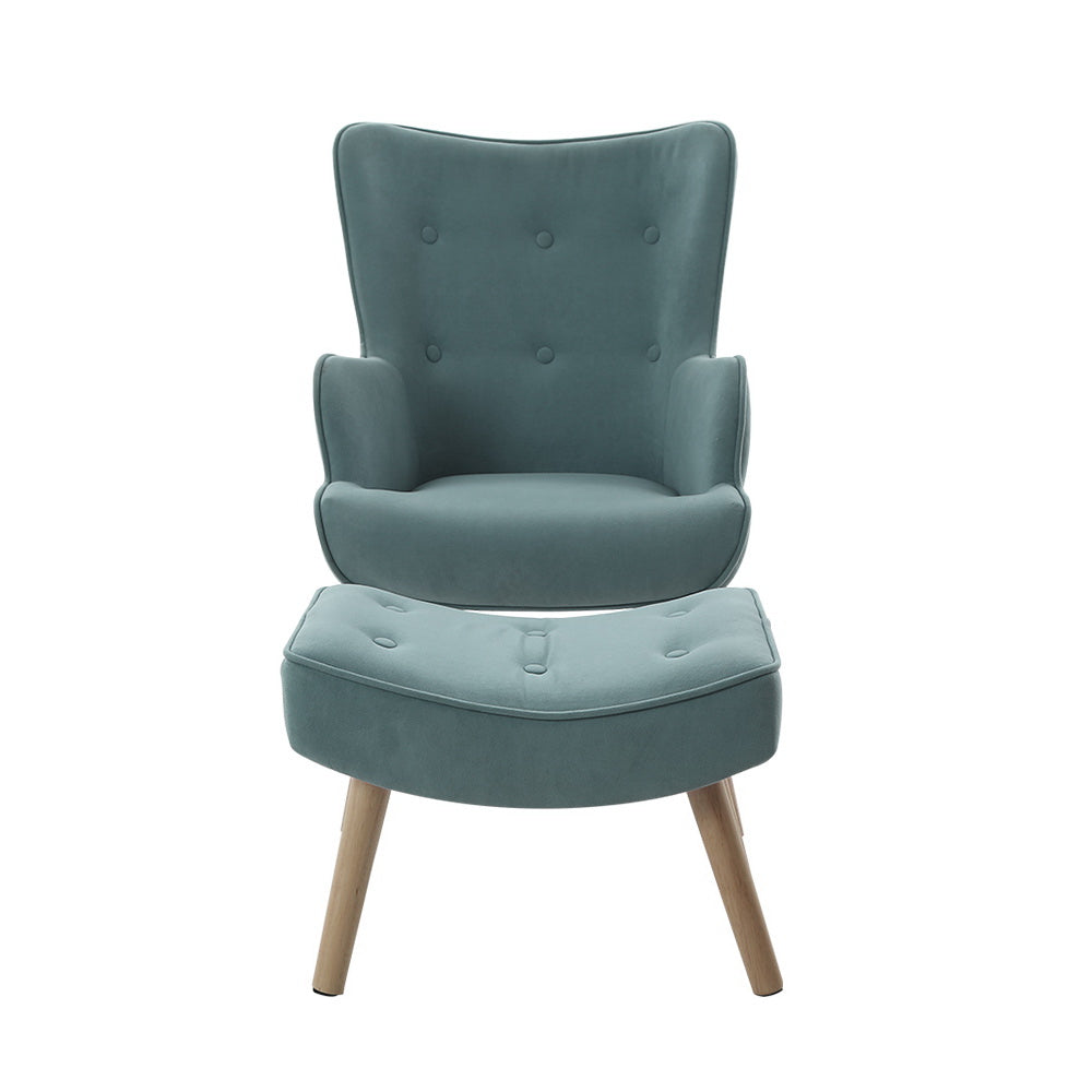 Lansar Armchair Set with Ottoman - Blue