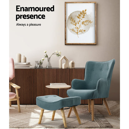 Lansar Armchair Set with Ottoman - Blue