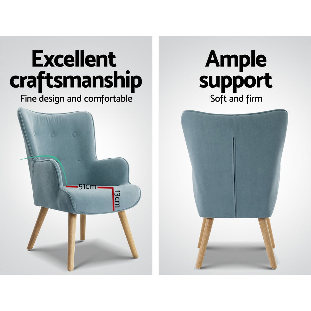 Lansar Armchair Set with Ottoman - Blue