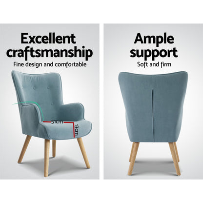 Lansar Armchair Set with Ottoman - Blue