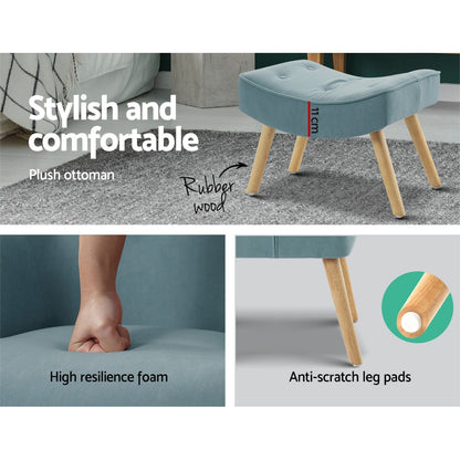 Lansar Armchair Set with Ottoman - Blue