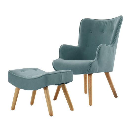 Lansar Armchair Set with Ottoman - Blue
