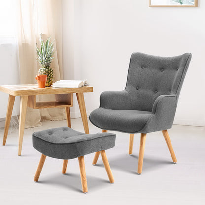 Lansar Armchair Set with Ottoman - Grey