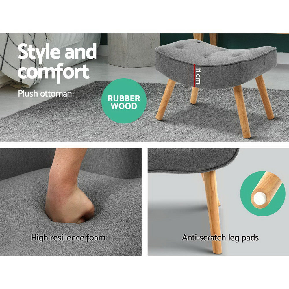 Lansar Armchair Set with Ottoman - Grey