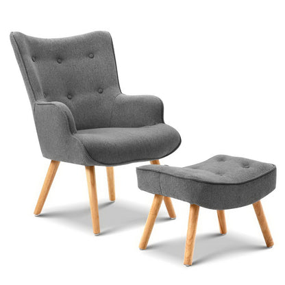 Lansar Armchair Set with Ottoman - Grey