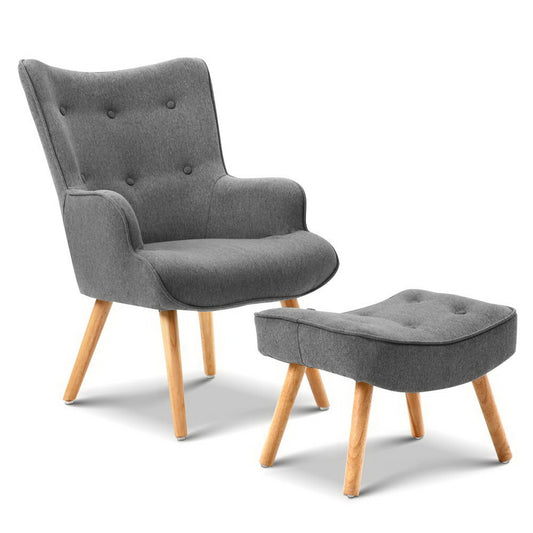 Lansar Armchair Set with Ottoman - Grey