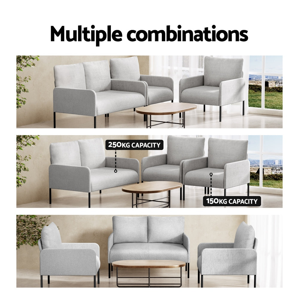 Kane Armchair 4 Seater Sofa Set Pillow - Grey