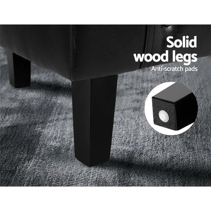 Ava Armchair Set with Ottoman - Black