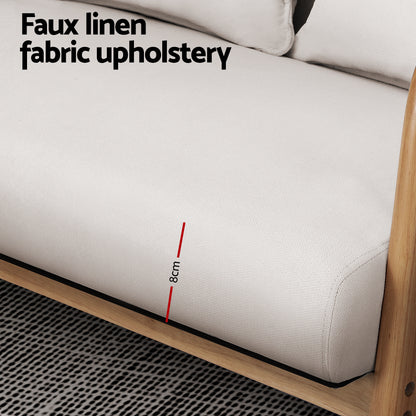 Olive Armchair Accent Lounge Chair - Beige Wood