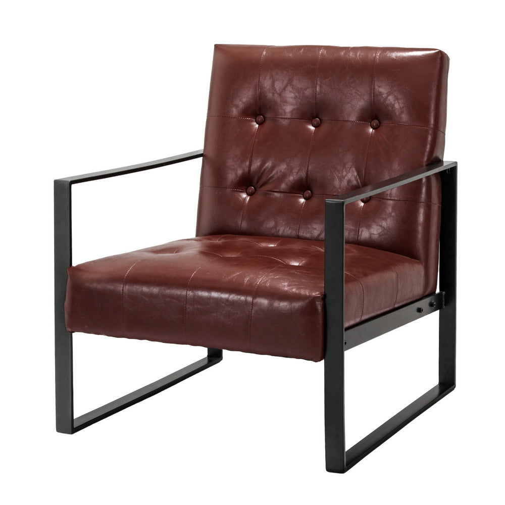 Kora Armchair Accent Lounge Chair - Leather Brown