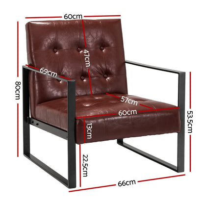 Kora Armchair Accent Lounge Chair - Leather Brown