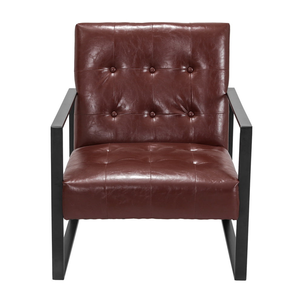 Kora Armchair Accent Lounge Chair - Leather Brown