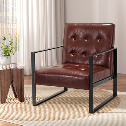 Kora Armchair Accent Lounge Chair - Leather Brown