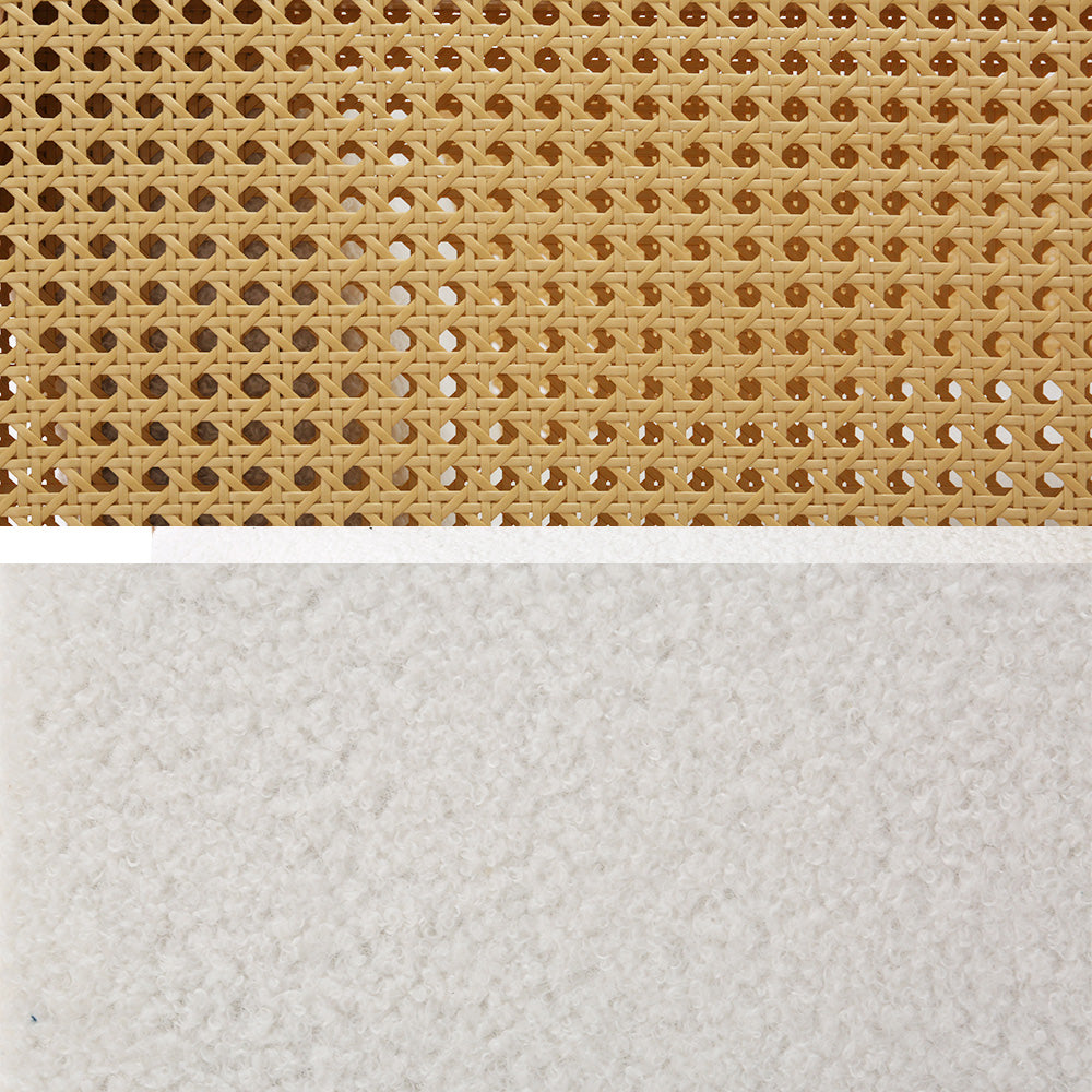 Rattan Armchair Rocking Chair - Boucle White