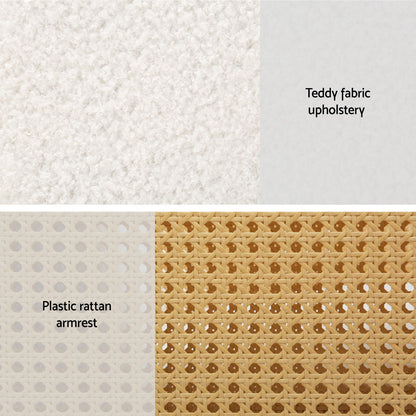 Rattan Armchair Rocking Chair - Boucle White