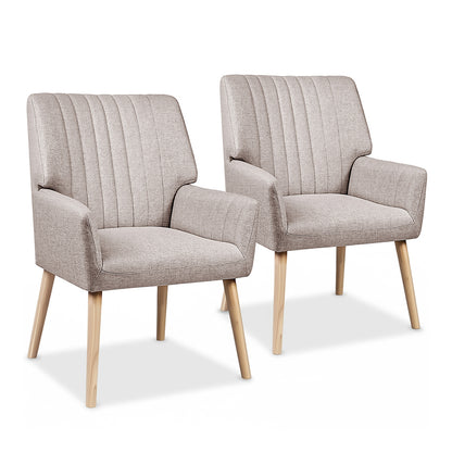 Set of 2 Sebastini Armchairs Faux Fabric - Beige